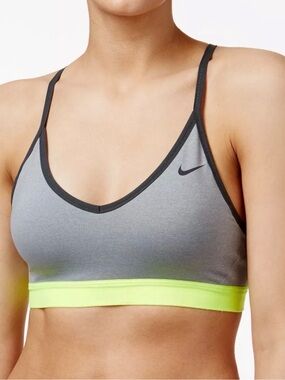Nike Pro Indy Dri-Fit Strappy Sports Bra GreyNeon